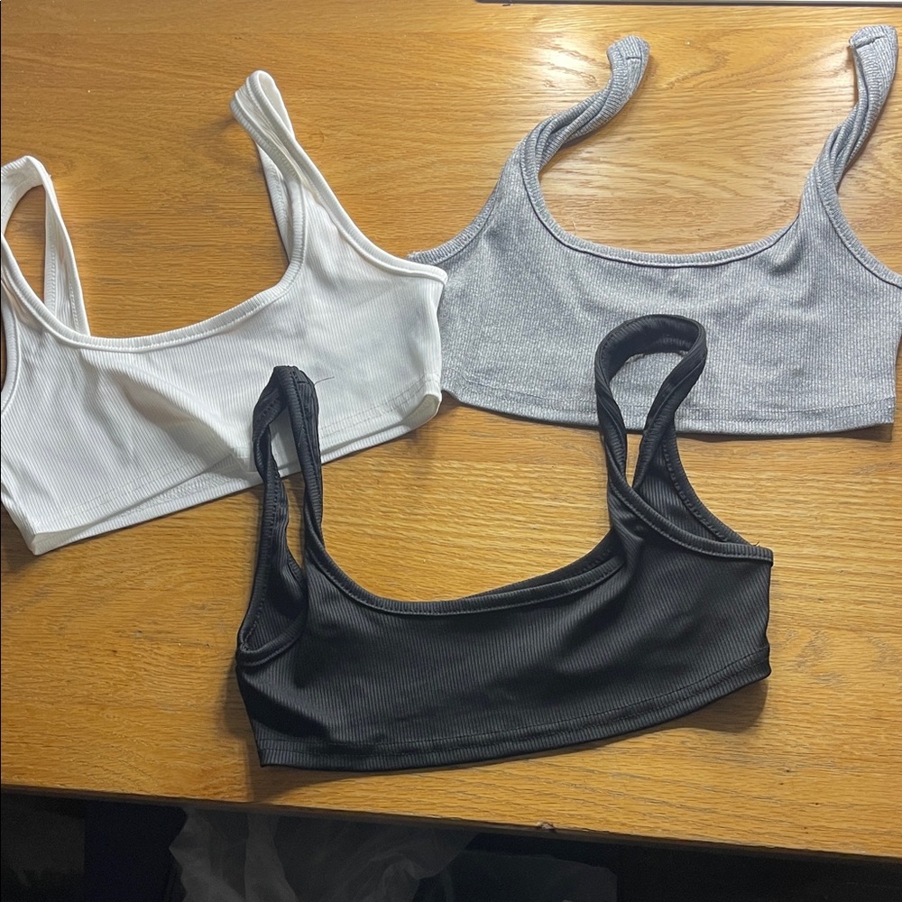 SHEIN Ribbed Bandeau Trio - Black, White, Gray